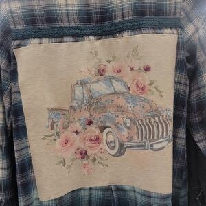 Floral Truck Plaid Kids Shirt